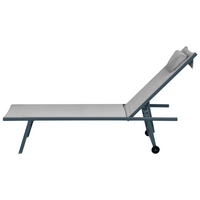 Set di 2 lettini da giardino con telaio in acciaio verniciato a polvere schienale regolabile cuscino poggiatesta telaio grigio chiaro