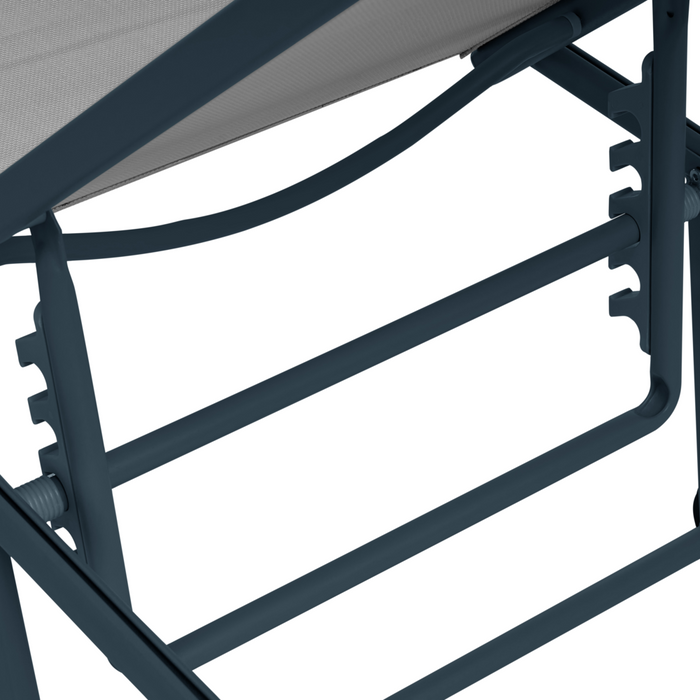 Set di 2 lettini da giardino con telaio in acciaio verniciato a polvere schienale regolabile cuscino poggiatesta telaio grigio chiaro