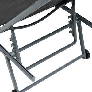 Set di 2 lettini da giardino con telaio in acciaio verniciato a polvere schienale regolabile cuscino poggiatesta telaio nero