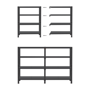 Scaffale moderno in metallo per esterni 4 ripiani nero 200 cm giardino garage