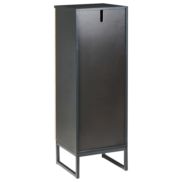 Mobile da bagno moderno con ripiani in legno di bambù acciaio e MDF 3 ripiani nero e marrone chiaro