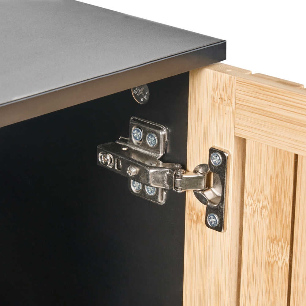 Mobile da bagno moderno con ripiani in legno di bambù acciaio e MDF 3 ripiani nero e marrone chiaro