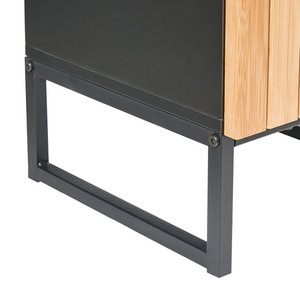 Mobile da bagno moderno con ripiani in legno di bambù acciaio e MDF 3 ripiani nero e marrone chiaro