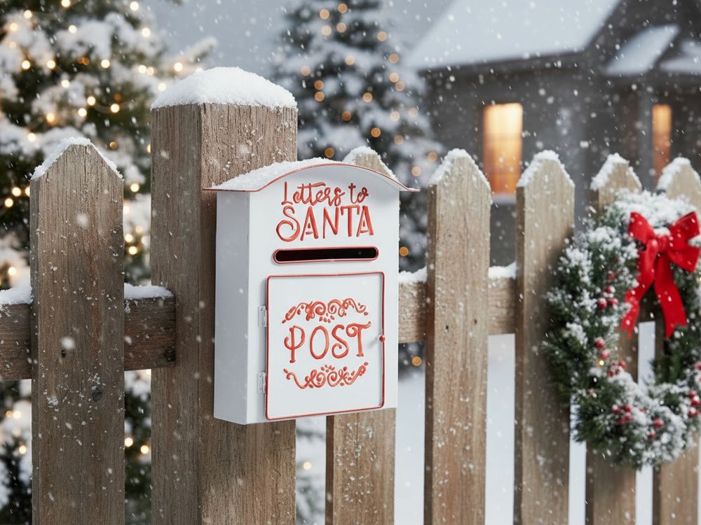Cassetta postale Lettere a Babbo Natale bianca in metallo per interni e per esterni Motivo natalizio