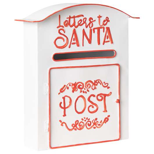 Cassetta postale Lettere a Babbo Natale bianca in metallo per interni e per esterni Motivo natalizio