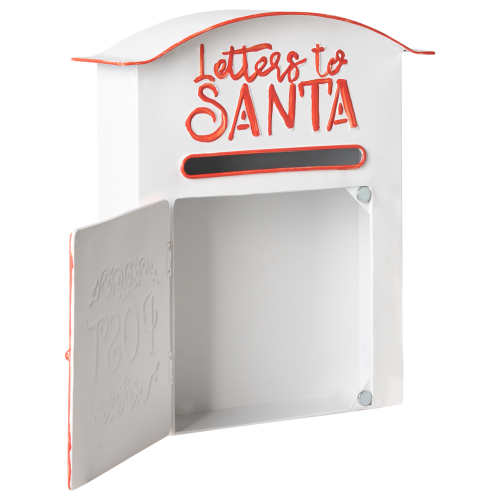 Cassetta postale Lettere a Babbo Natale bianca in metallo per interni e per esterni Motivo natalizio
