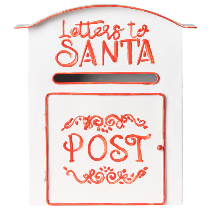 Cassetta postale Lettere a Babbo Natale bianca in metallo per interni e per esterni Motivo natalizio