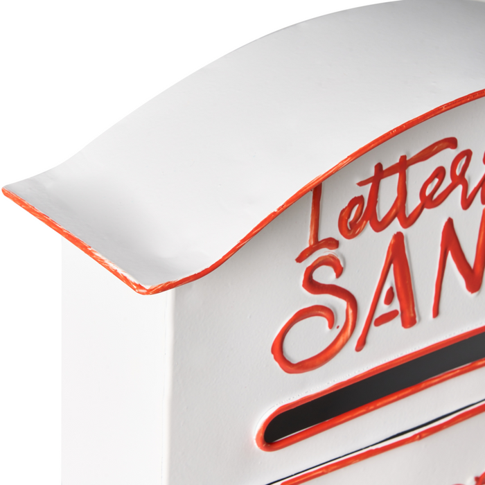 Cassetta postale Lettere a Babbo Natale bianca in metallo per interni e per esterni Motivo natalizio