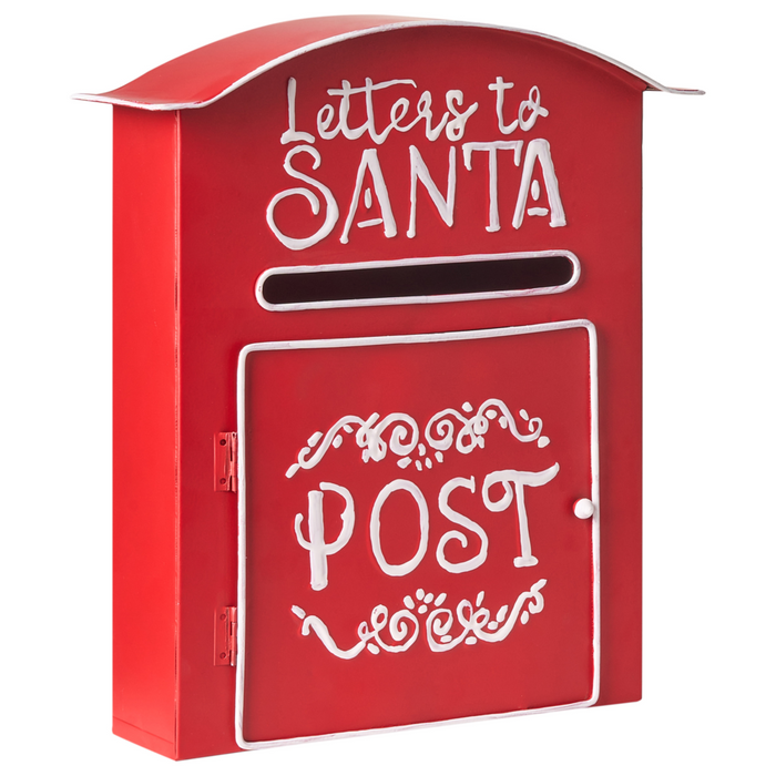Cassetta postale Lettere a Babbo Natale rossa in metallo per interni e per esterni Motivo natalizio