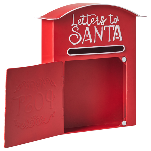 Cassetta postale Lettere a Babbo Natale rossa in metallo per interni e per esterni Motivo natalizio