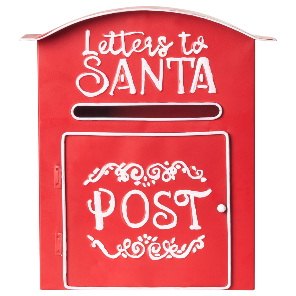 Cassetta postale Lettere a Babbo Natale rossa in metallo per interni e per esterni Motivo natalizio