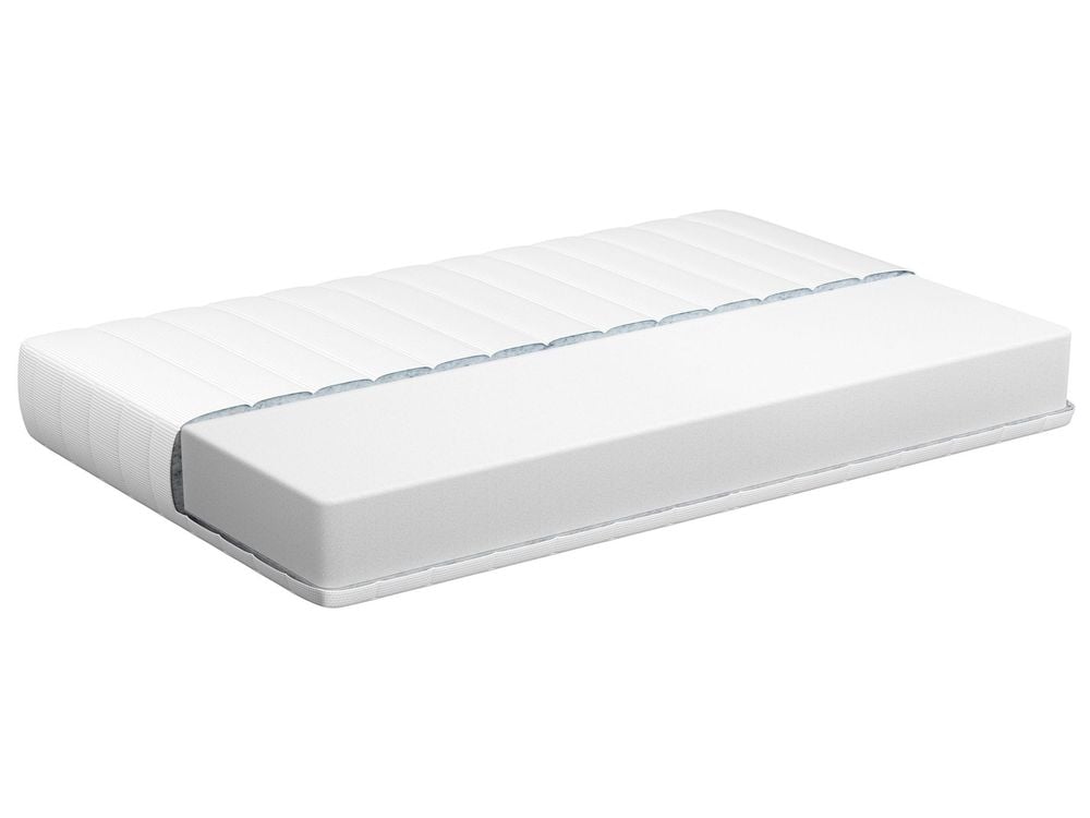 Materasso matrimoniale 120 x 200 cm in schiuma e rivestimento sfoderabile in poliestere con cerniera bianco