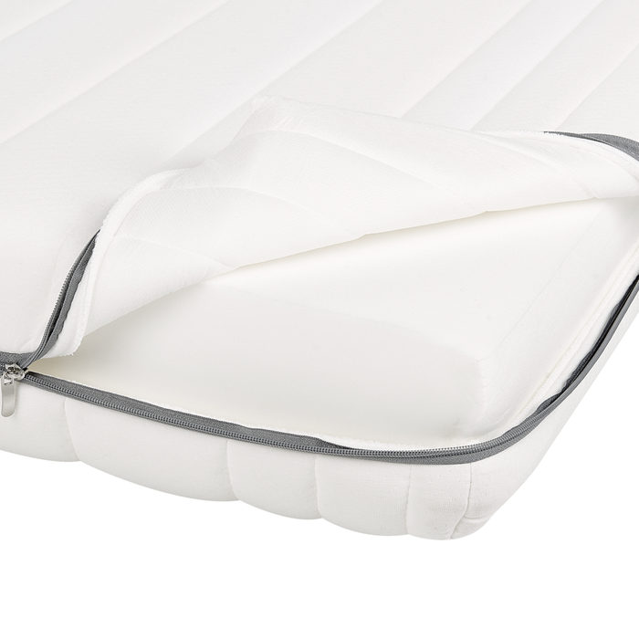 Materasso matrimoniale 120 x 200 cm in schiuma e rivestimento sfoderabile in poliestere con cerniera bianco