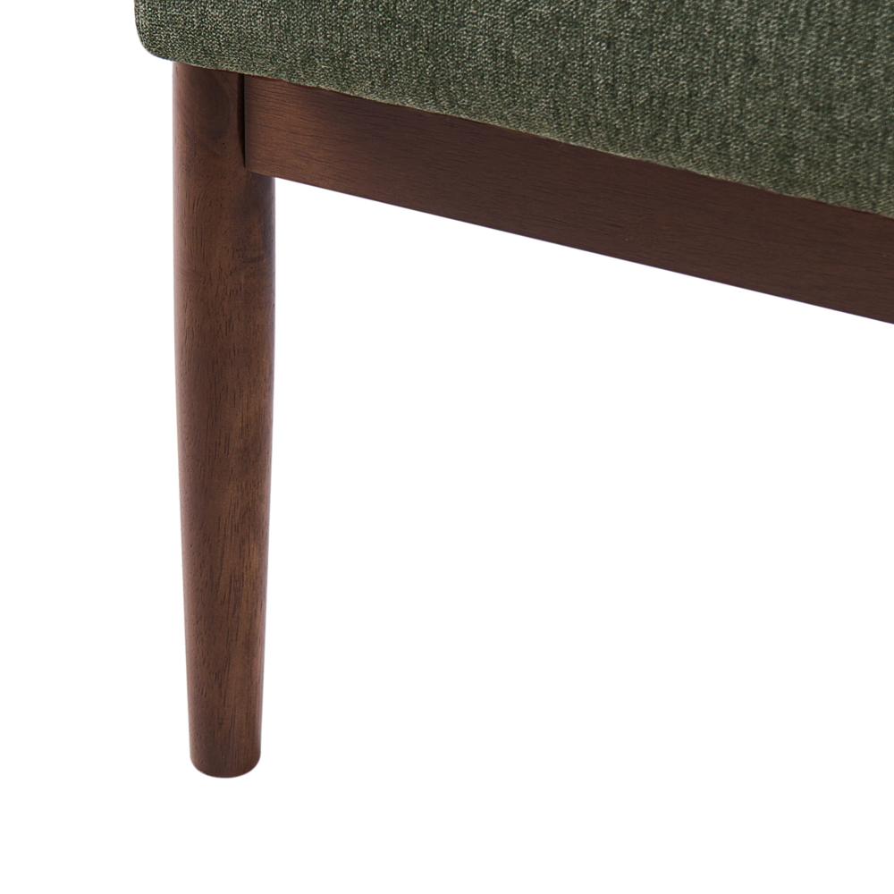 Divano da salotto a 3 posti in tessuto e struttura in legno verde e marrone scuro struttura in legno stile retrò