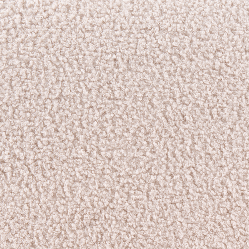 Divano da salotto a 3 posti in bouclé e struttura in legno beige e marrone scuro struttura in legno stile retrò