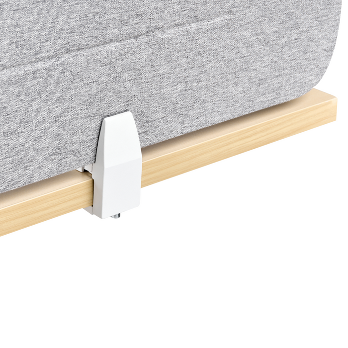 Pannello divisorio Grigio Chiaro PET Board Copertura in tessuto 180 x 40 cm Schermo acustico Morsetti di montaggio modulari Casa Ufficio