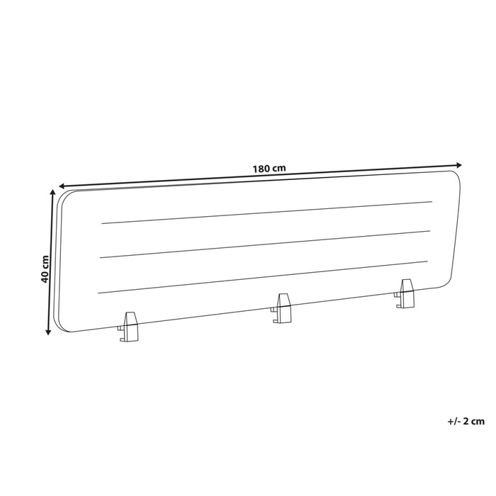 Pannello divisorio Grigio Chiaro PET Board Copertura in tessuto 180 x 40 cm Schermo acustico Morsetti di montaggio modulari Casa Ufficio