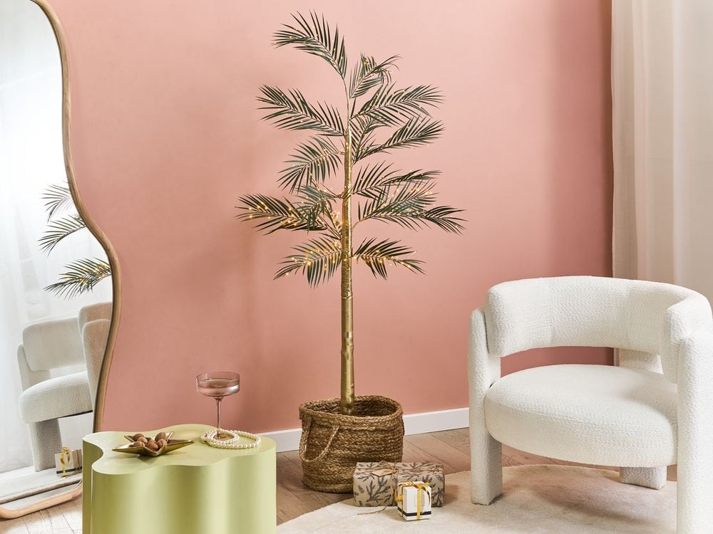 Palma artificiale da esterno e interno con luci LED preilluminate in stile scandinavo PE 175 cm oro