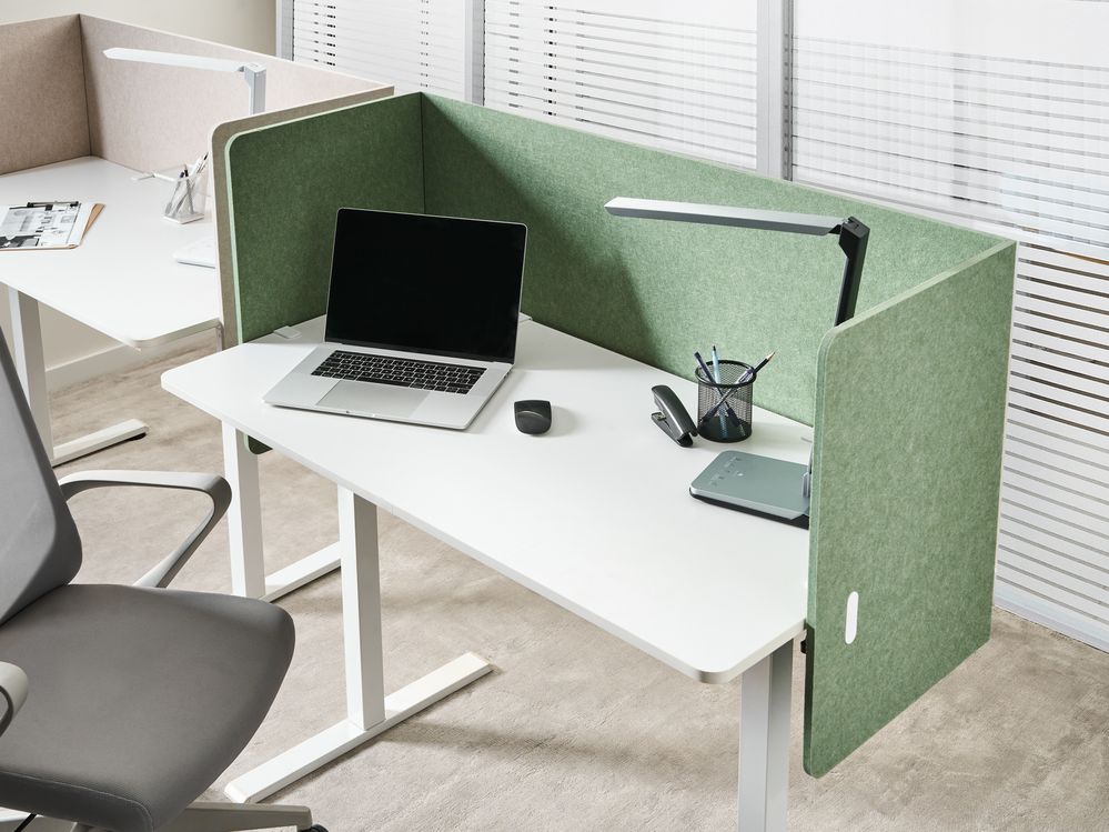 Pannello acustico in tessuto Imbottito 130 x 60 cm verde per scrivania tavolo ufficio