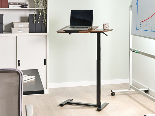 Scrivania per laptop in piedi regolabile manualmente telaio in acciaio marrone chiaro e nero 70 x 40 cm struttura in acciaio verniciato a polvere