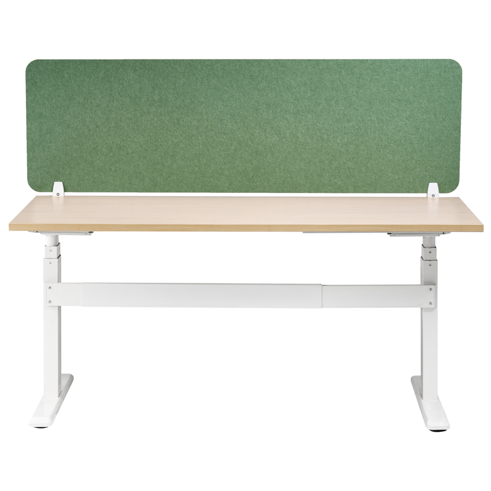 Pannello Divisorio da Scrivania Verde in PET con Rivestimento in Tessuto, 160 x 50 cm, Schermo Acustico per Ufficio e Home Office
