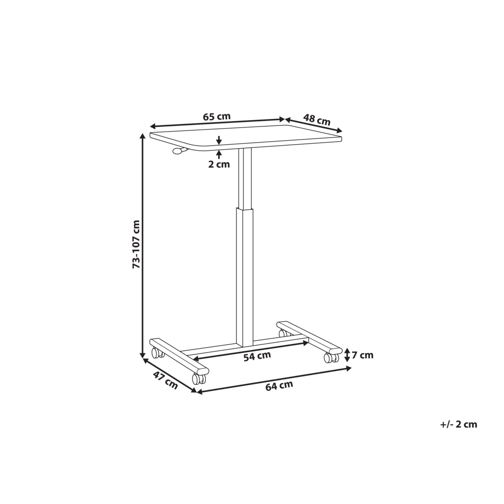 Scrivania mobile regolabile manualmente per laptop ufficio moderno 65 x 48 cm Struttura in acciaio marrone chiaro e bianco