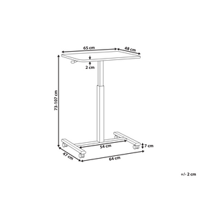 Scrivania mobile regolabile manualmente per laptop ufficio moderno 65 x 48 cm Struttura in acciaio Bianco