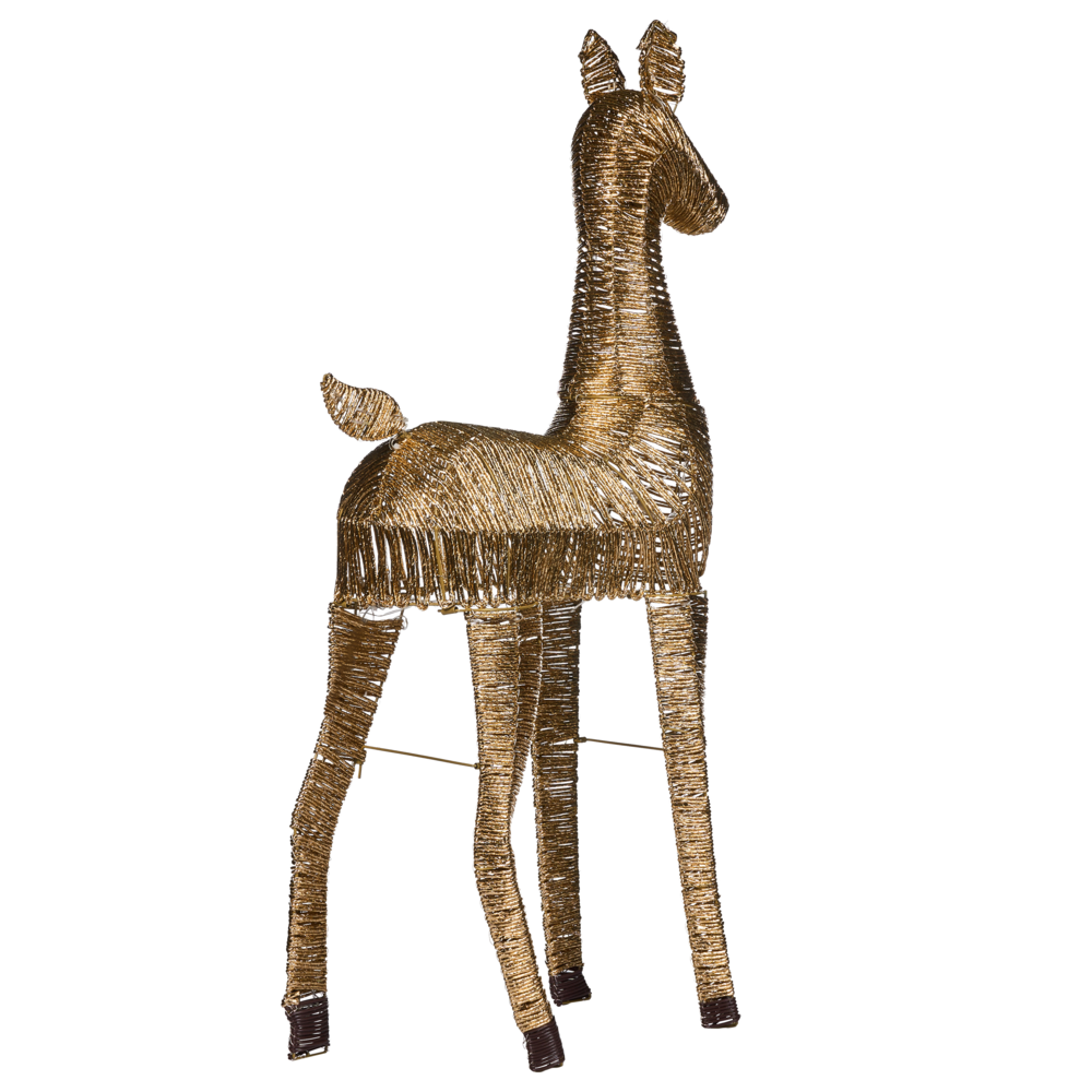 Decorazione Natalizia LED Renna Oro in Ferro e Corda di Carta 110 cm con 92 Lampadine
