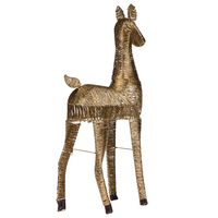 Decorazione Natalizia LED Renna Oro in Ferro e Corda di Carta 110 cm con 92 Lampadine