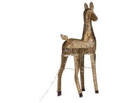 Decorazione Natalizia LED Renna Oro in Ferro e Corda di Carta 110 cm con 92 Lampadine