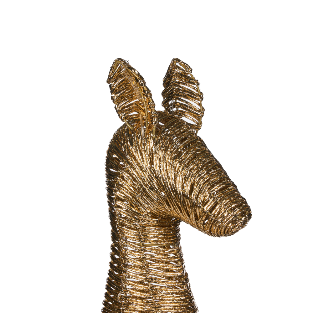 Decorazione Natalizia LED Renna Oro in Ferro e Corda di Carta 110 cm con 92 Lampadine