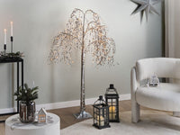 Albero di Natale artificiale Argento PVC 150 cm Luci LED Stile moderno per esterni e interni