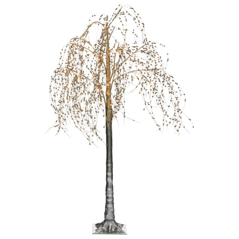 Albero di Natale artificiale Argento PVC 150 cm Luci LED Stile moderno per esterni e interni