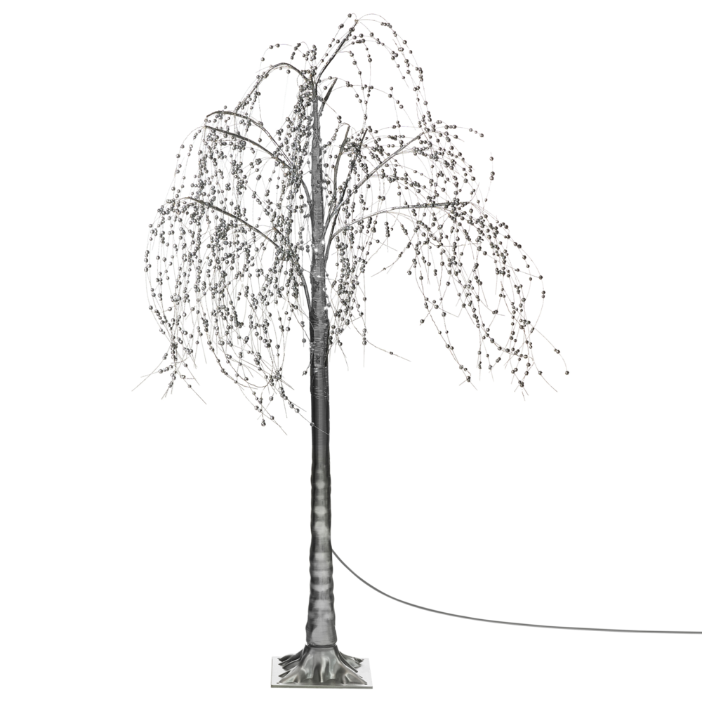 Albero di Natale artificiale Argento PVC 150 cm Luci LED Stile moderno per esterni e interni