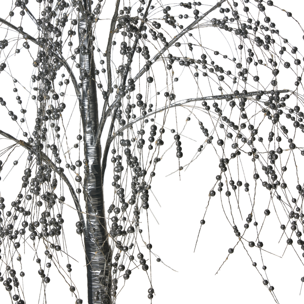 Albero di Natale artificiale Argento PVC 150 cm Luci LED Stile moderno per esterni e interni