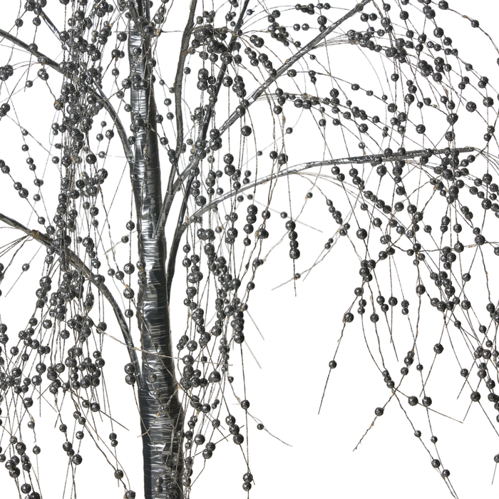 Albero di Natale artificiale Argento PVC 150 cm Luci LED Stile moderno per esterni e interni