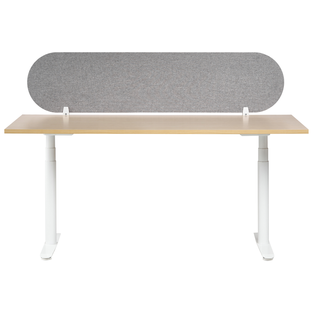 Pannello divisorio grigio chiaro in tessuto PET Board 160 x 40 cm Schermo acustico Morsetti di montaggio modulari Casa Ufficio