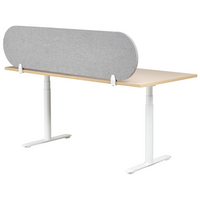 Pannello divisorio grigio chiaro in tessuto PET Board 160 x 40 cm Schermo acustico Morsetti di montaggio modulari Casa Ufficio