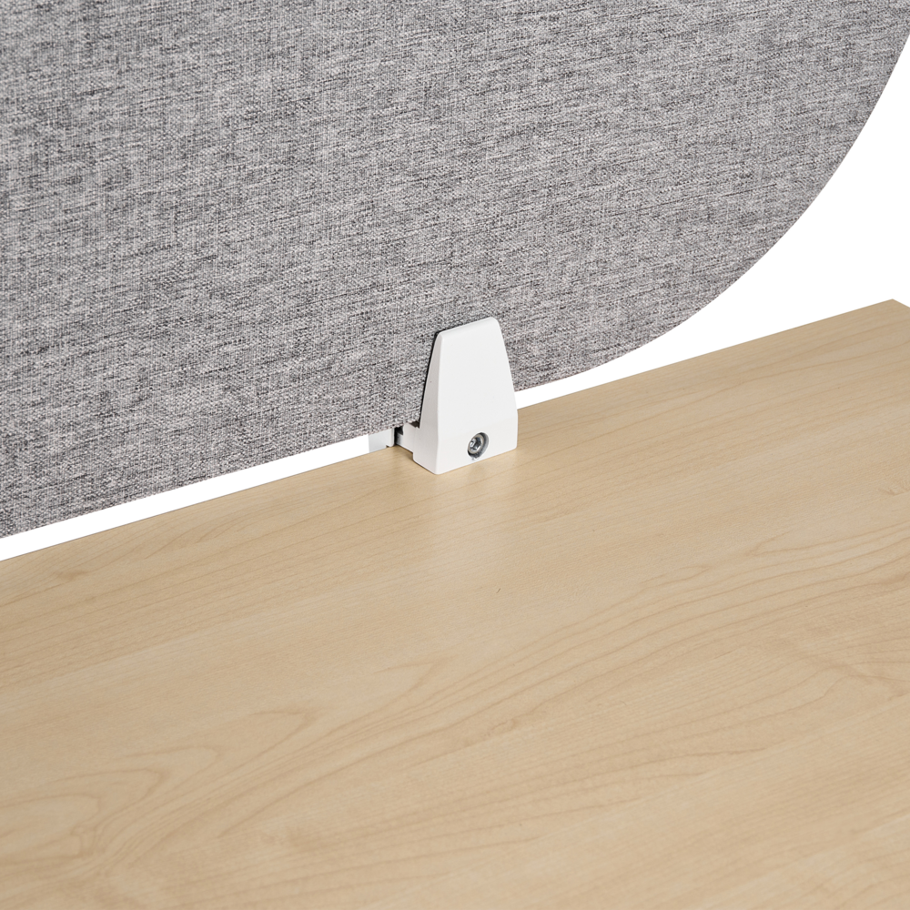 Pannello divisorio grigio chiaro in tessuto PET Board 160 x 40 cm Schermo acustico Morsetti di montaggio modulari Casa Ufficio