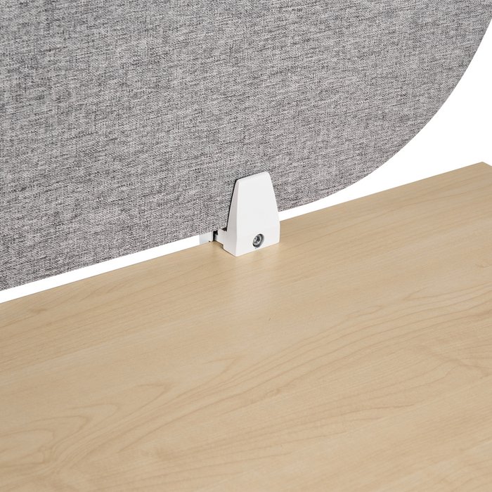 Pannello divisorio grigio chiaro in tessuto PET Board 160 x 40 cm Schermo acustico Morsetti di montaggio modulari Casa Ufficio