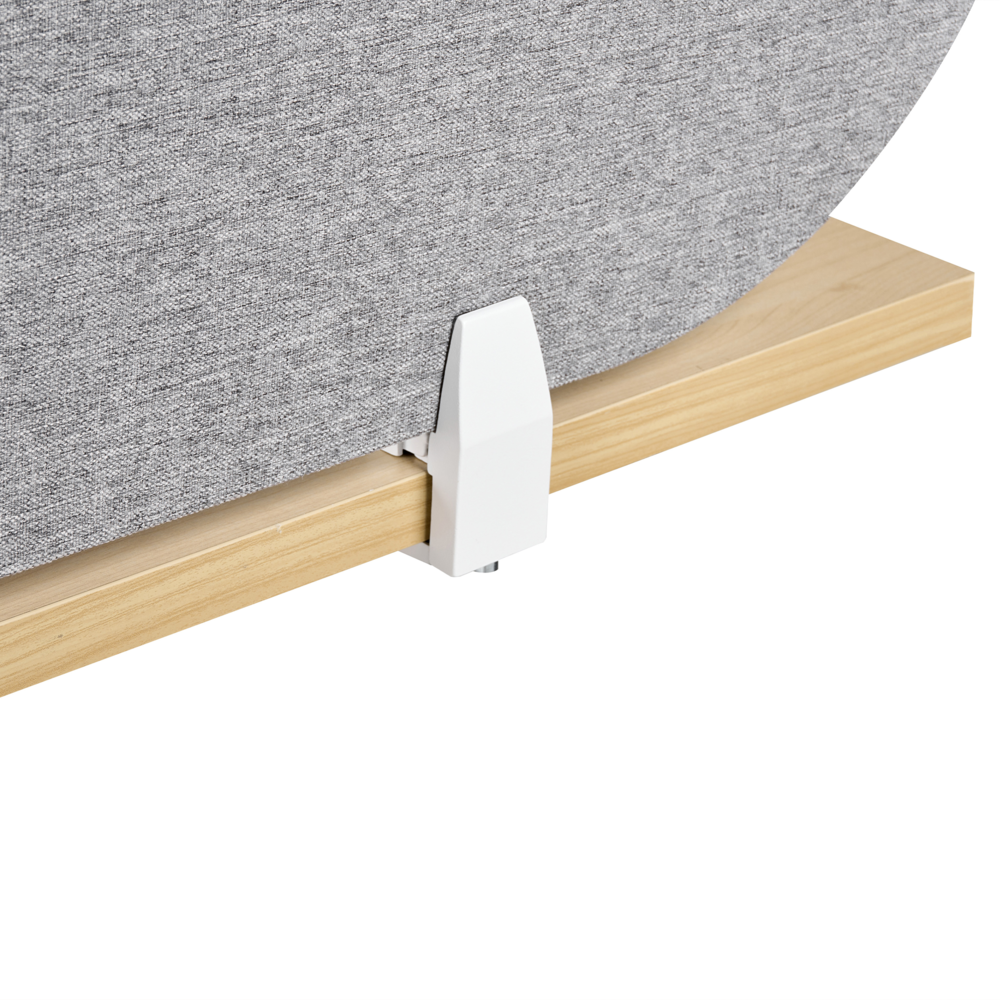 Pannello divisorio grigio chiaro in tessuto PET Board 160 x 40 cm Schermo acustico Morsetti di montaggio modulari Casa Ufficio