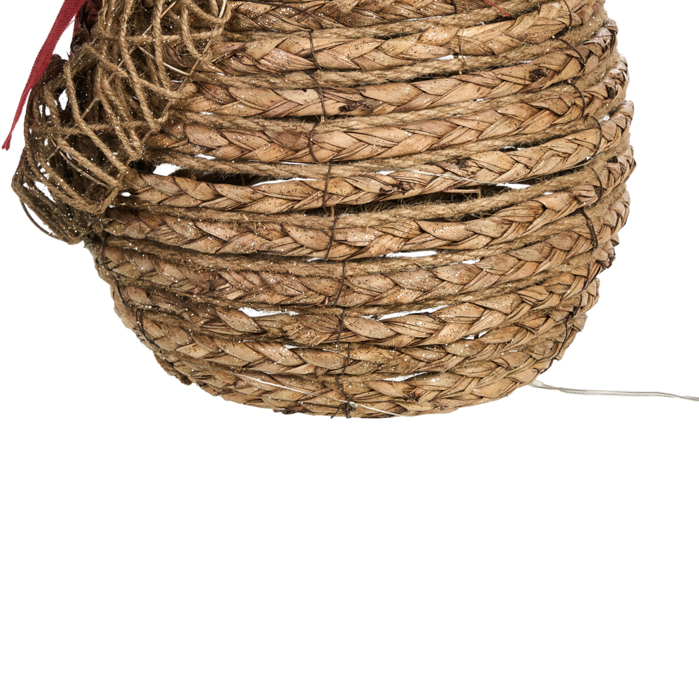 Decorazione LED Pupazzo di neve in ferro naturale e rattan 52 cm Figura natalizia luminosa 50 lampadine LED