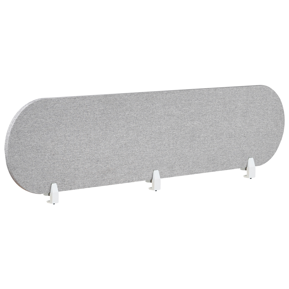 Pannello divisorio grigio chiaro in tessuto PET Board 180 x 40 cm Schermo acustico Morsetti di montaggio modulari Casa Ufficio