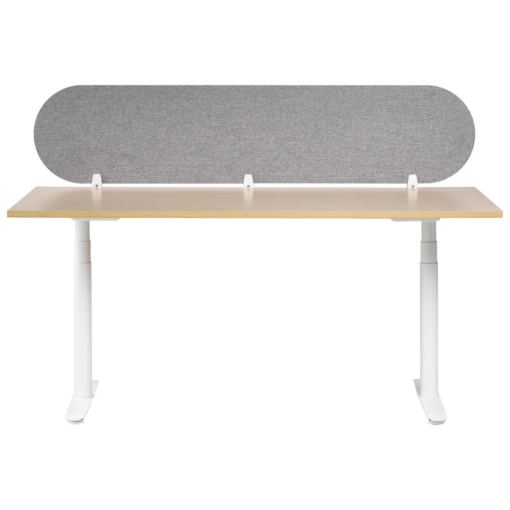 Pannello divisorio grigio chiaro in tessuto PET Board 180 x 40 cm Schermo acustico Morsetti di montaggio modulari Casa Ufficio