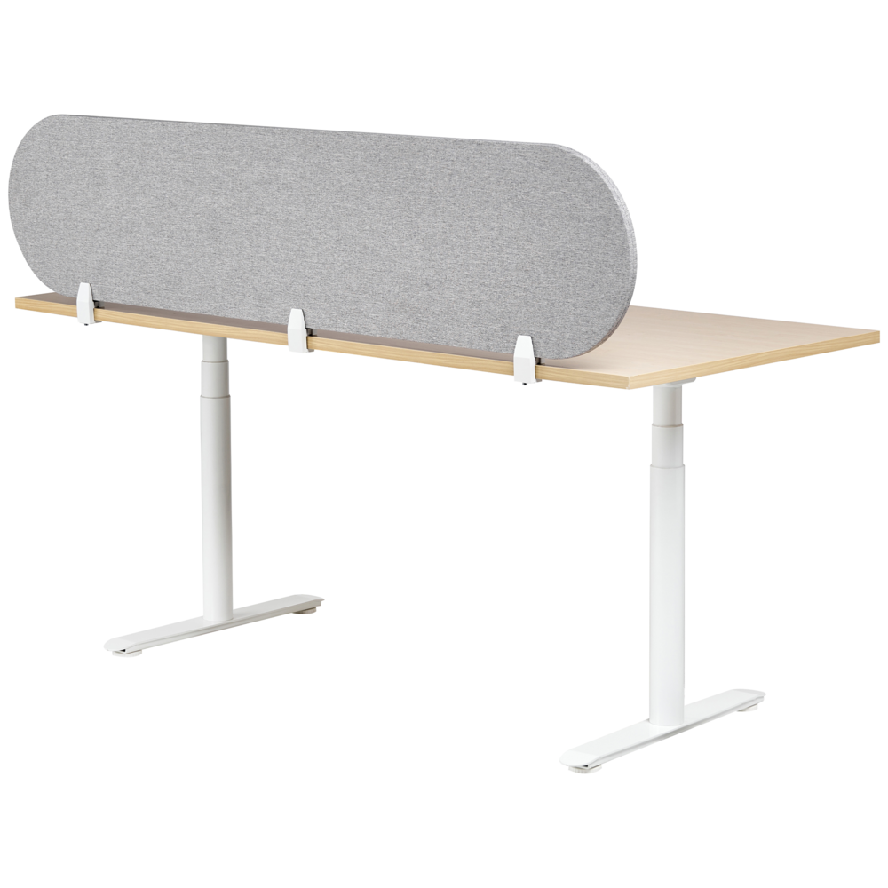 Pannello divisorio grigio chiaro in tessuto PET Board 180 x 40 cm Schermo acustico Morsetti di montaggio modulari Casa Ufficio