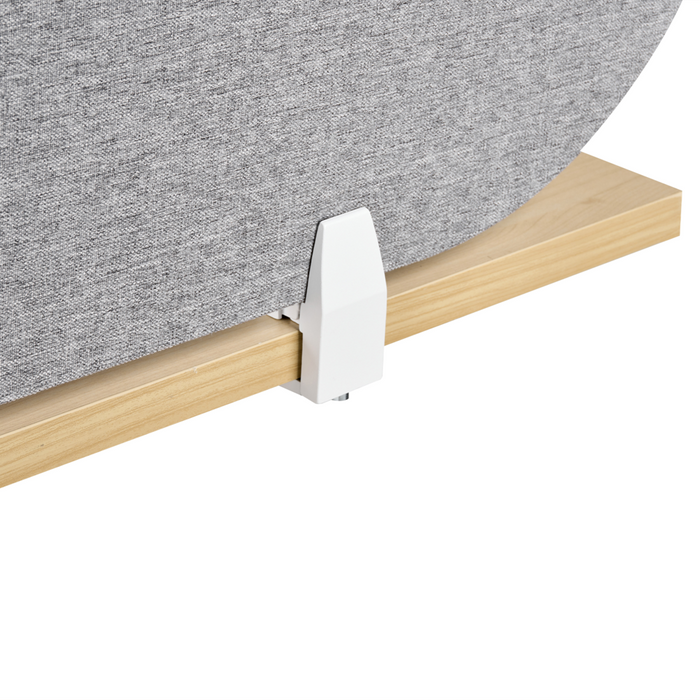 Pannello divisorio grigio chiaro in tessuto PET Board 180 x 40 cm Schermo acustico Morsetti di montaggio modulari Casa Ufficio