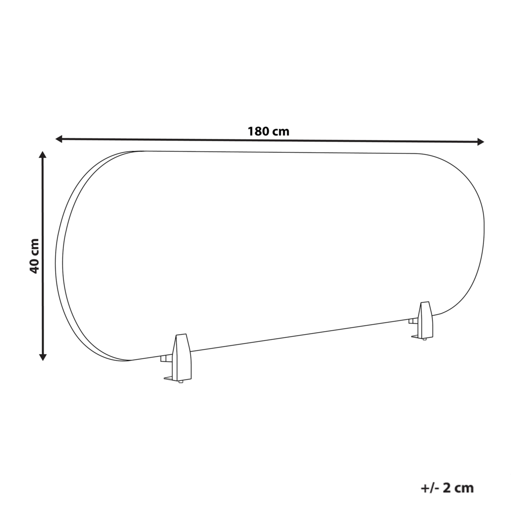 Pannello divisorio grigio chiaro in tessuto PET Board 180 x 40 cm Schermo acustico Morsetti di montaggio modulari Casa Ufficio