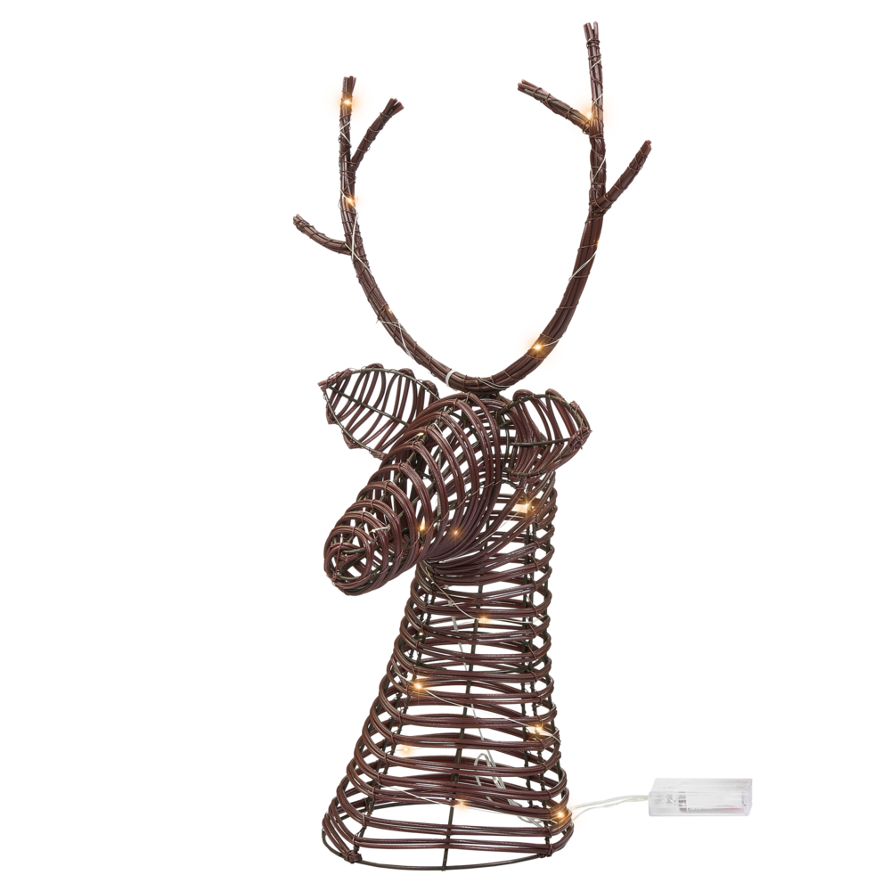 Decorazione Natalizia LED Renna in Ferro Marrone Scuro 60 cm con 30 Lampadine