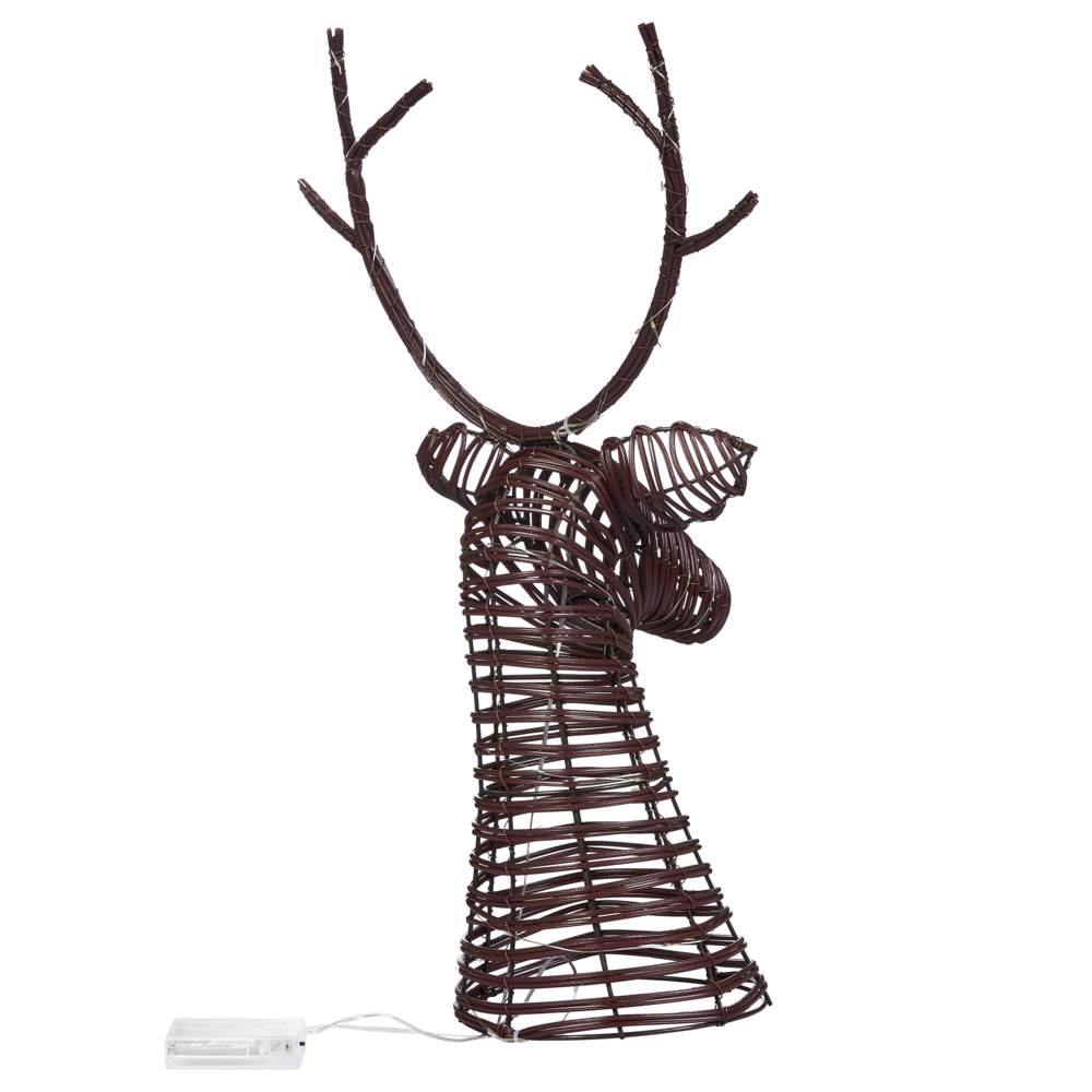 Decorazione Natalizia LED Renna in Ferro Marrone Scuro 60 cm con 30 Lampadine