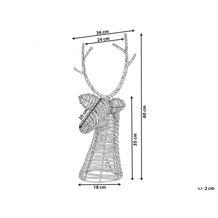Decorazione Natalizia LED Renna in Ferro Marrone Scuro 60 cm con 30 Lampadine